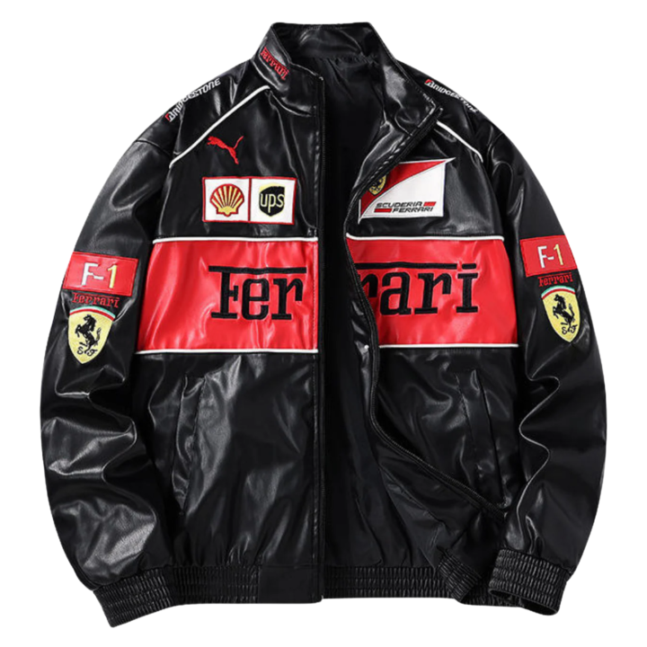 Red Ferrari Leather Racing Jacket
