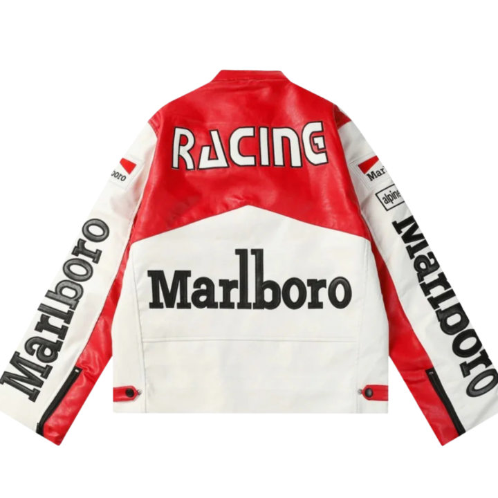 Alternative view of White Marlboro Leather Racing Jacket