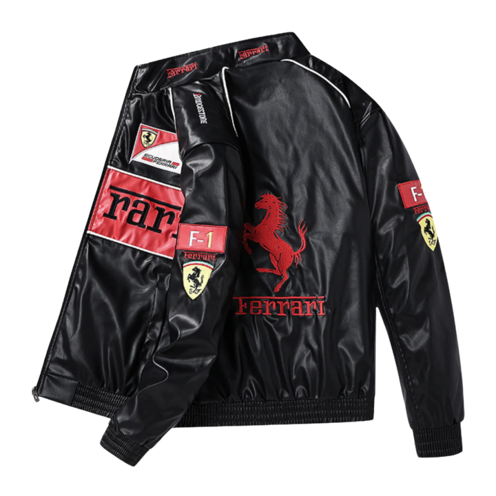 Alternative view of Red Ferrari Leather Racing Jacket