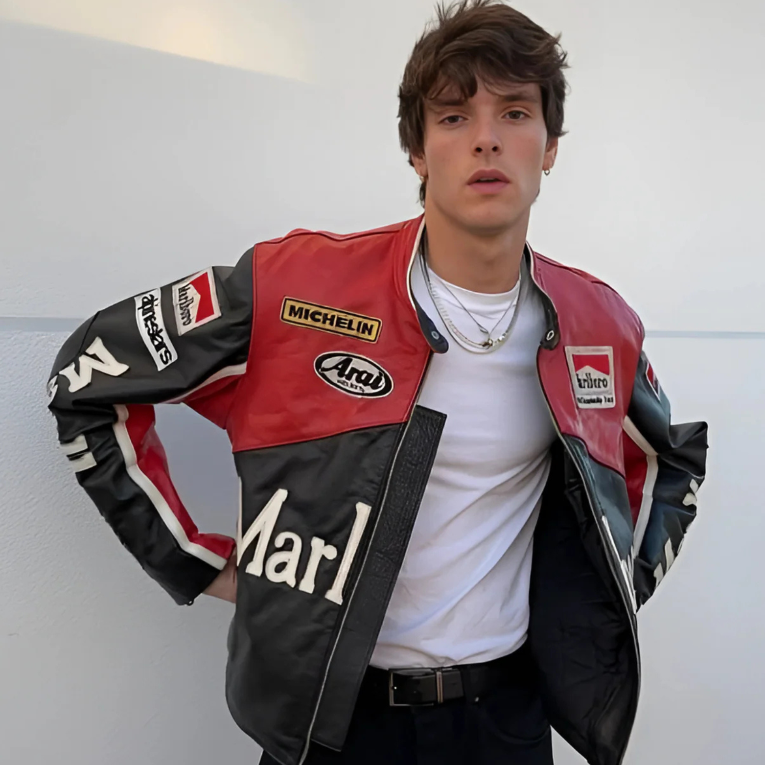 Black Marlboro Leather Racing Jacket - Image 3