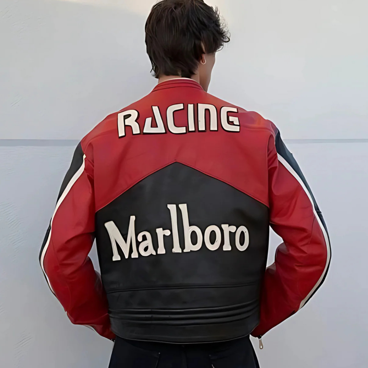 Black Marlboro Leather Racing Jacket - Image 4